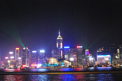 View of Hong Kong island from the Promenade in Kowloon